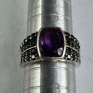Striking Purple Spinel and Sterling Silver Ring